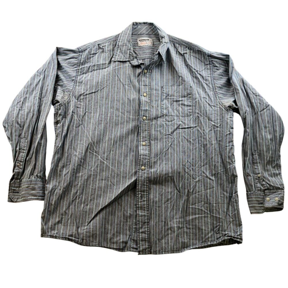 Vintage Wrangler Jeans Co Mens Shirt XL Long Sleeve Striped Button Up Striped